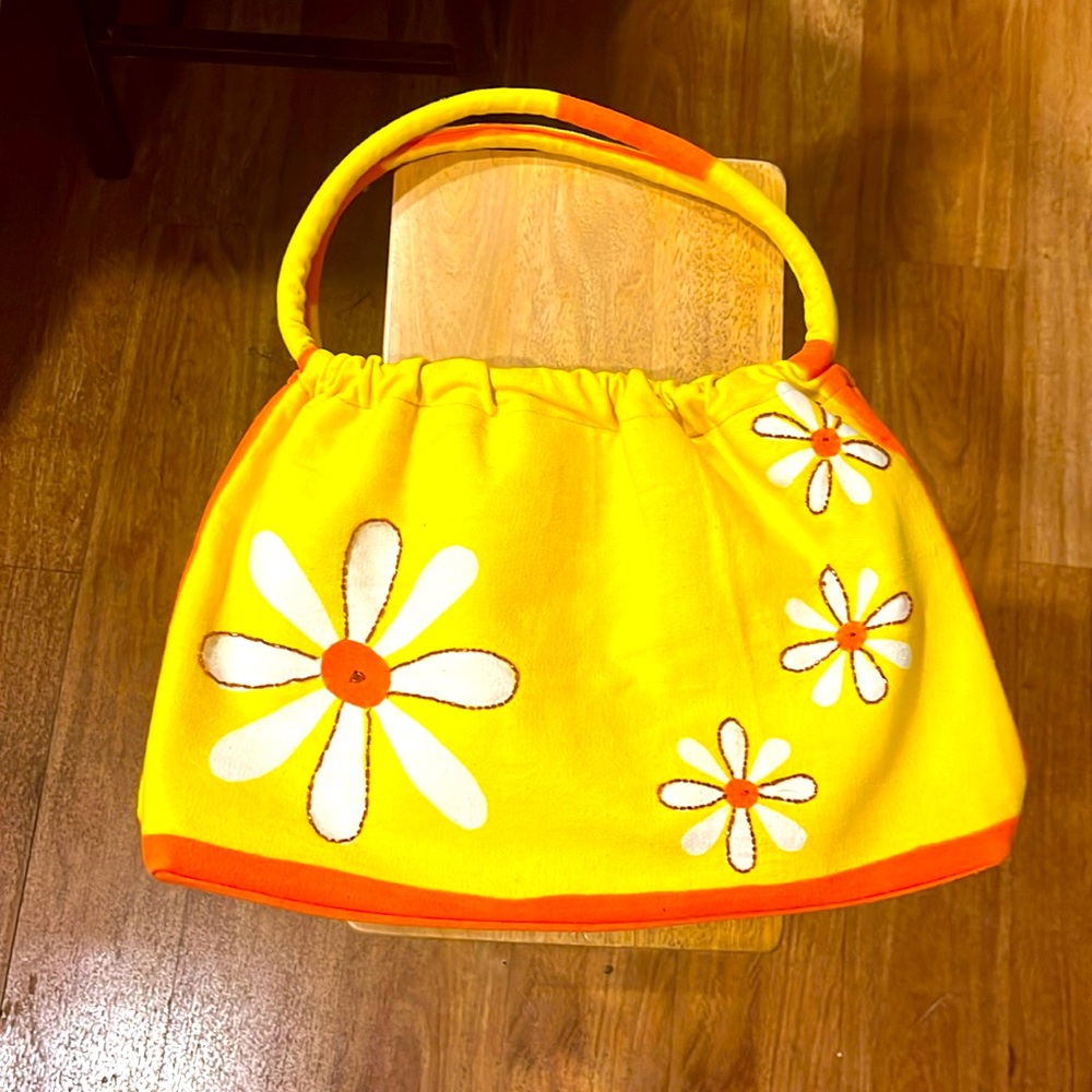 Canvas floral daisy bag
